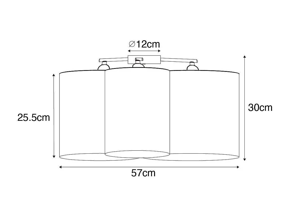 Plafonnier noir avec intérieur doré 3 lumières - Multidrum