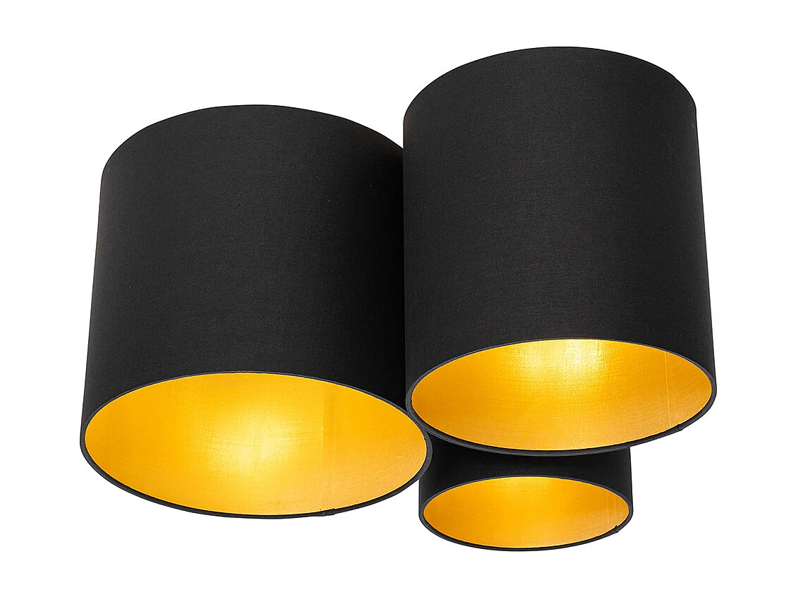 Plafonnier noir avec intérieur doré 3 lumières - Multidrum