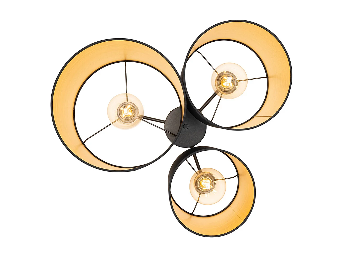 Plafonnier noir avec intérieur doré 3 lumières - Multidrum