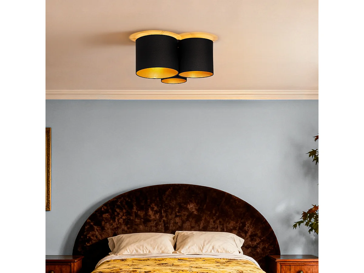 Plafonnier noir avec intérieur doré 3 lumières - Multidrum