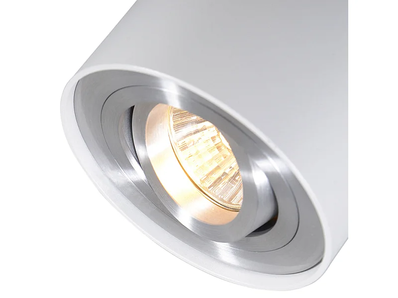 Spot moderne blanc et acier, orientable et inclinable - Rondoo up