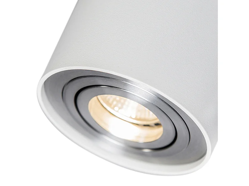 Spot moderne blanc et acier, orientable et inclinable - Rondoo up