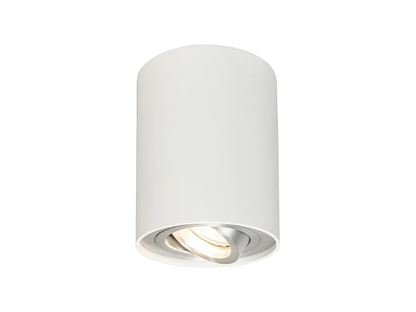 Spot moderne blanc et acier, orientable et inclinable - Rondoo up
