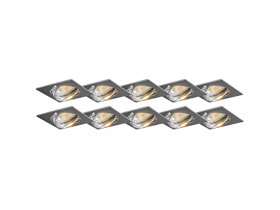 Spot encastrable moderne chromé inclinable lot de 10 - Edu