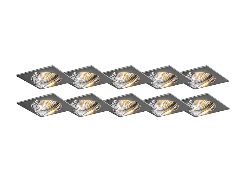 Spot encastrable moderne chromé inclinable lot de 10 - Edu