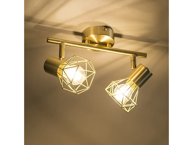 Spot encastré Art Déco en laiton inclinable et orientable 2 lumières - Mosh