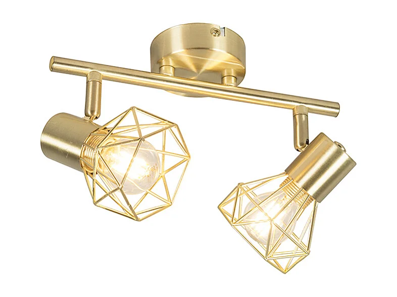 Spot encastré Art Déco en laiton inclinable et orientable 2 lumières - Mosh