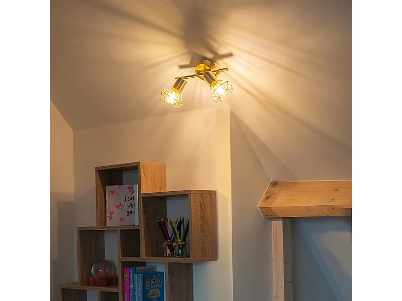 Spot encastré Art Déco en laiton inclinable et orientable 2 lumières - Mosh