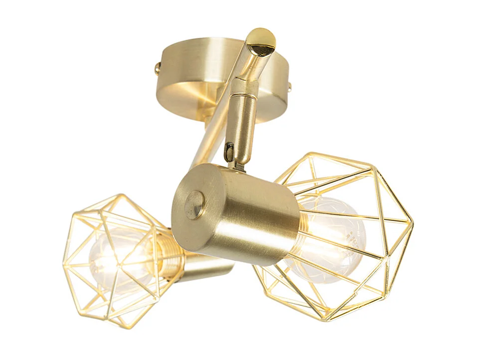 Spot encastré Art Déco en laiton inclinable et orientable 2 lumières - Mosh