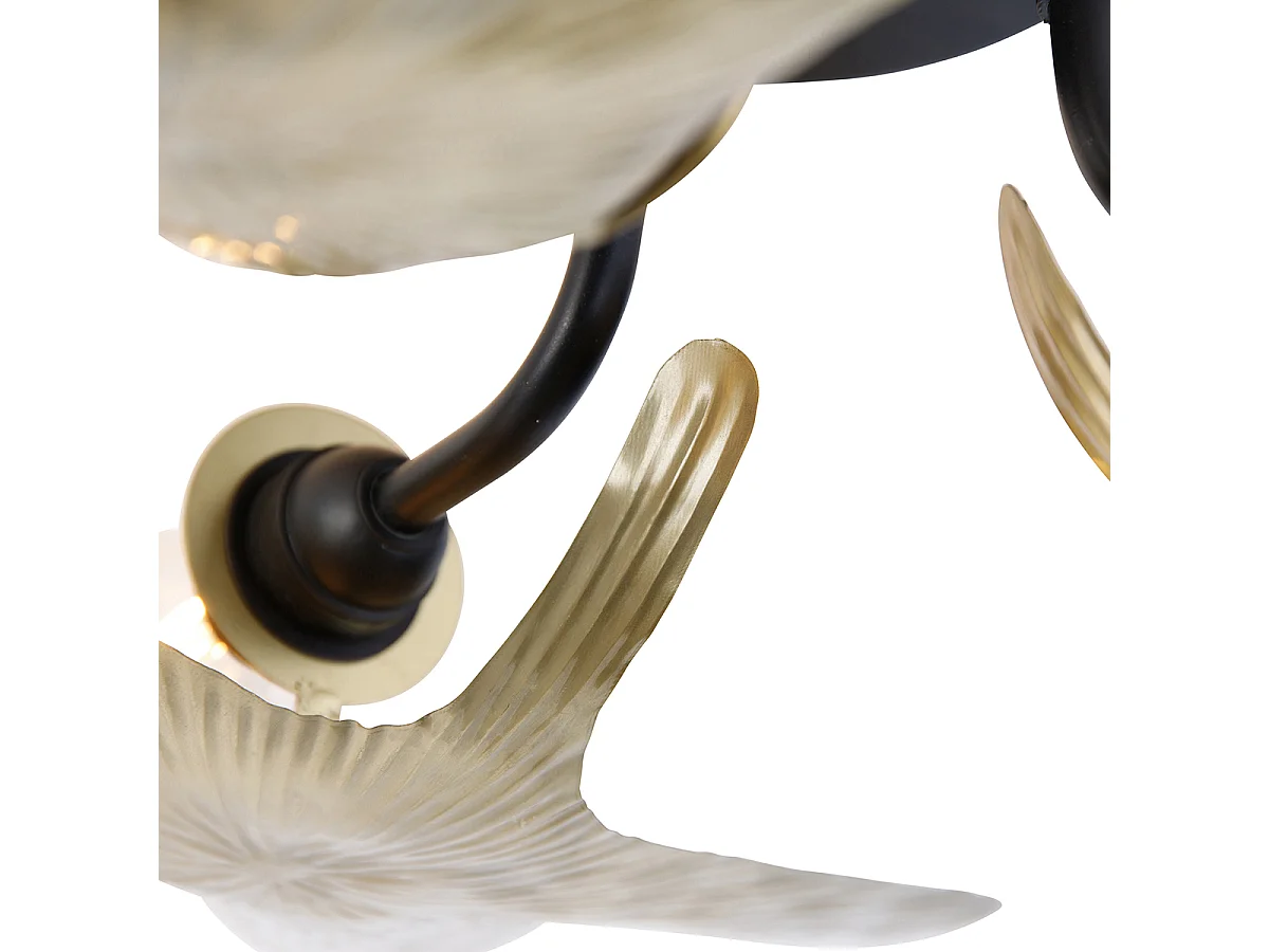 Plafonnier oriental en laiton avec 3 lumières noires - Louka