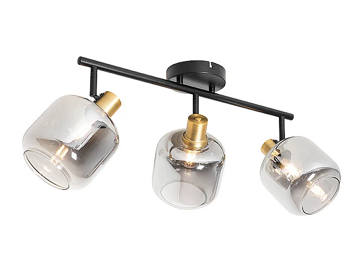 Spot de plafond noir avec verre fumé allongé 3 lumières - Zuzanna