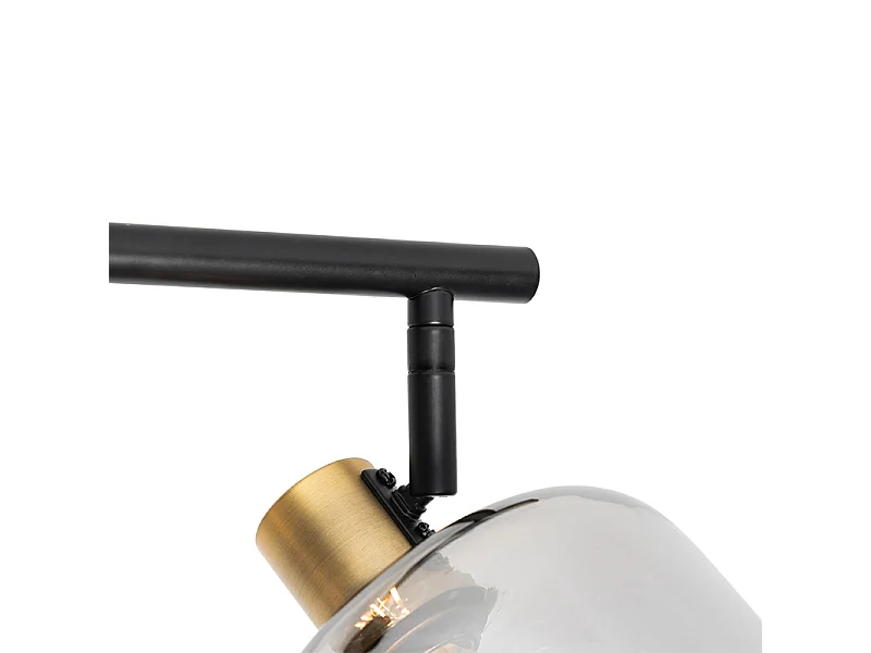 Spot de plafond noir avec verre fumé allongé 3 lumières - Zuzanna