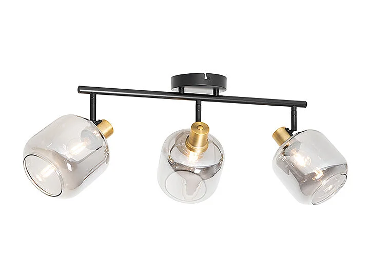 Spot de plafond noir avec verre fumé allongé 3 lumières - Zuzanna