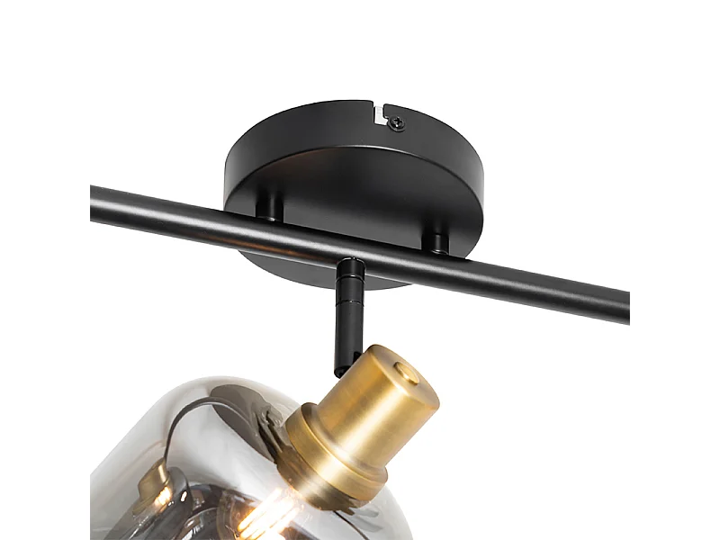 Spot de plafond noir avec verre fumé oblong 3 lumières - Zuzanna