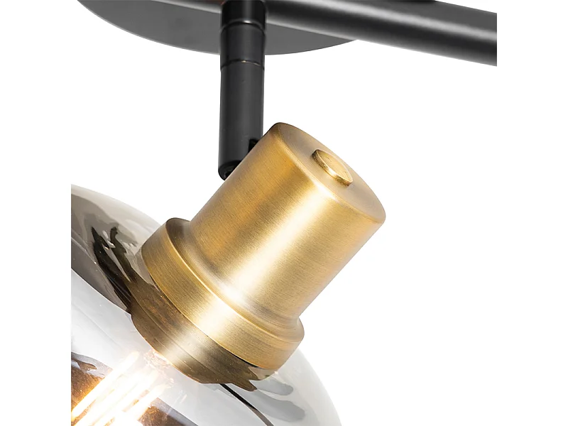 Spot de plafond noir avec verre fumé oblong 3 lumières - Zuzanna