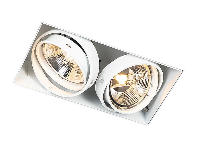 Spot encastré blanc GU10 AR111 sans bordure 2 lumières - Oneon