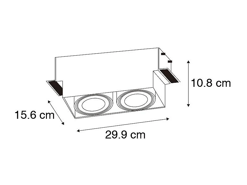 Spot encastré blanc GU10 AR111 sans bordure 2 lumières - Oneon