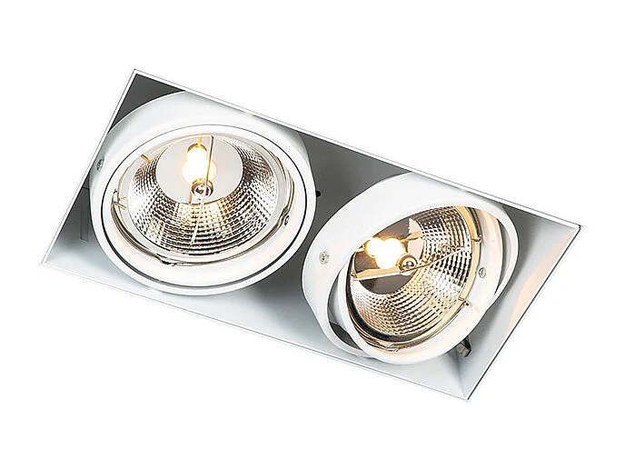 Spot encastré blanc GU10 AR111 sans bordure 2 lumières - Oneon