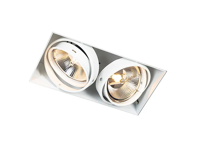Spot encastré blanc GU10 AR111 sans bordure 2 lumières - Oneon