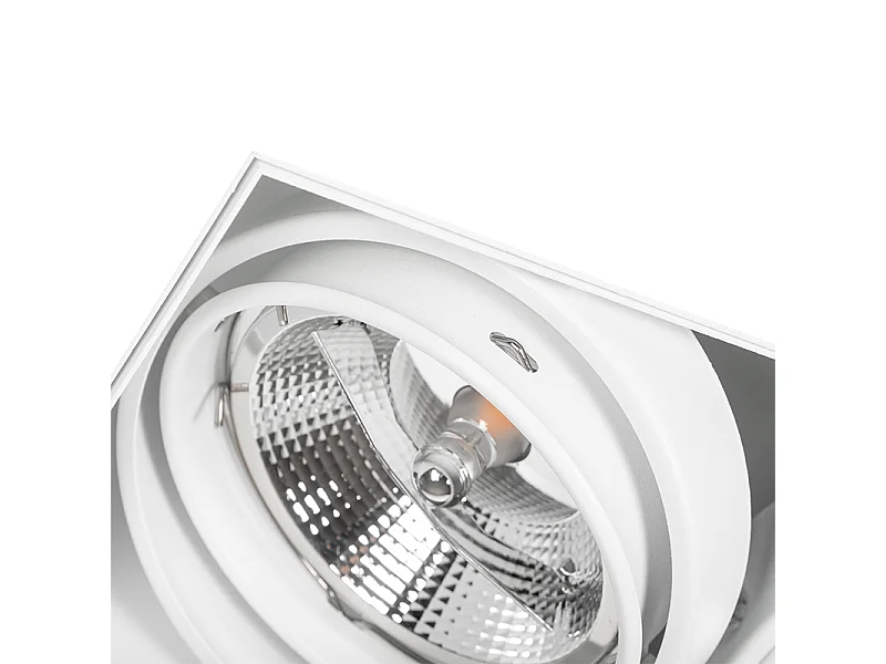 Spot encastré blanc GU10 AR111 sans bordure 2 lumières - Oneon