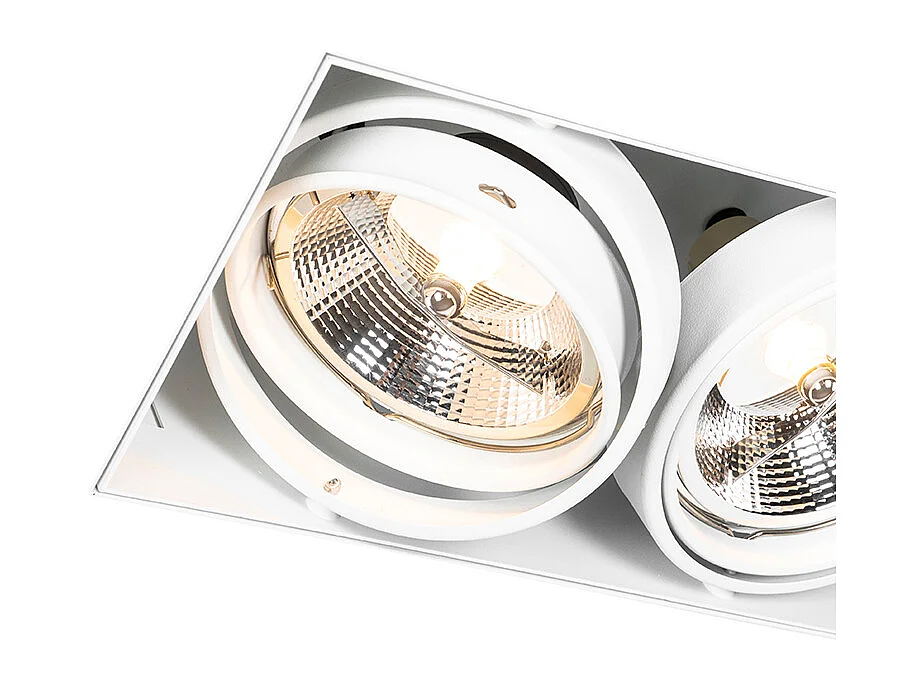Spot encastré blanc GU10 AR111 sans bordure 2 lumières - Oneon