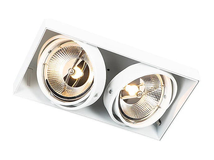 Spot encastré blanc GU10 AR111 sans bordure 2 lumières - Oneon