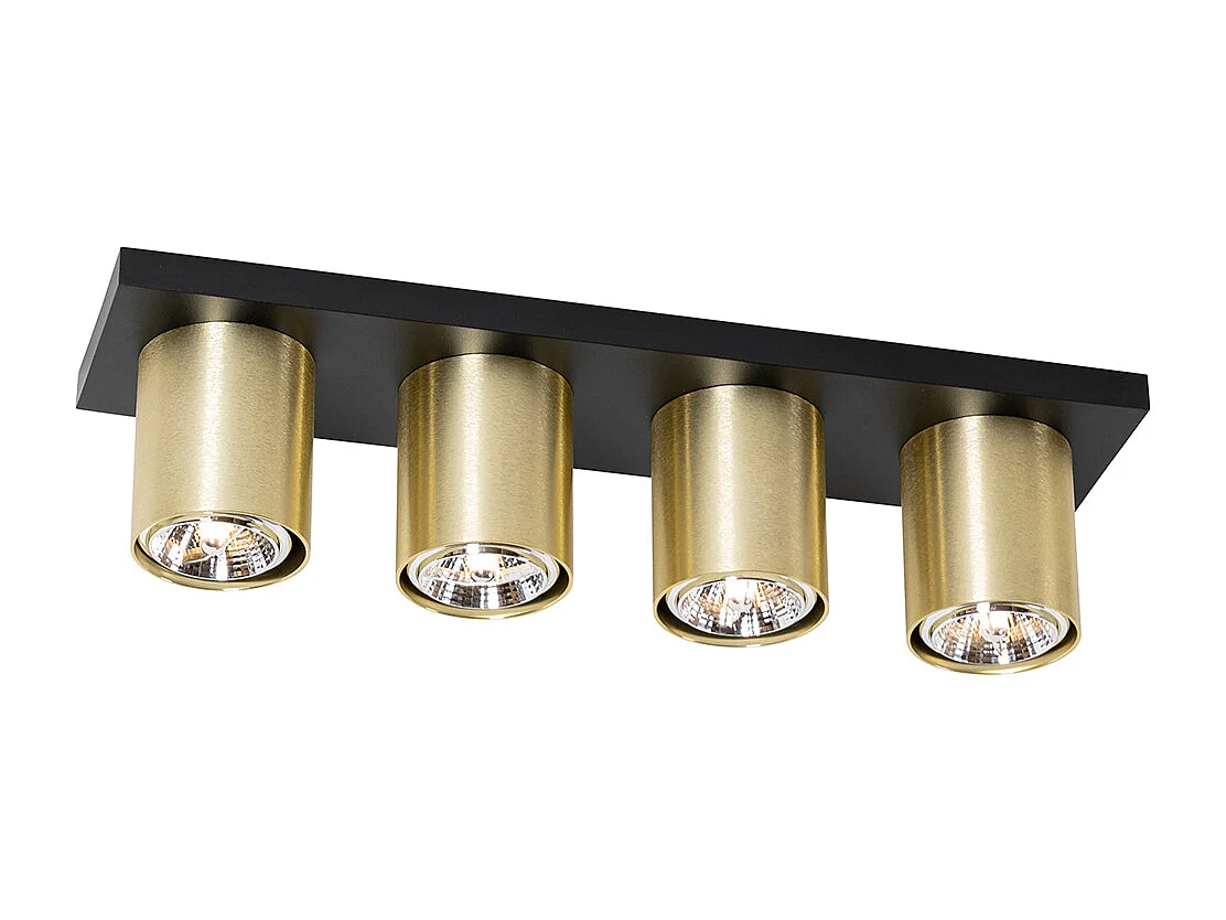 Spot de plafond moderne noir et doré 4 lumières - Tubo