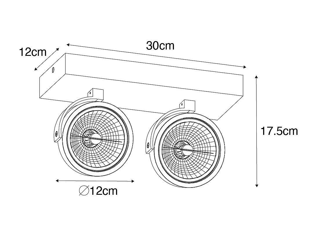 Spot design gris orientable 2 lumières - Go