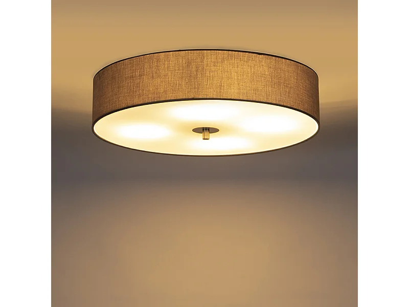 Plafonnier rond rustique gris 50 cm - Drum