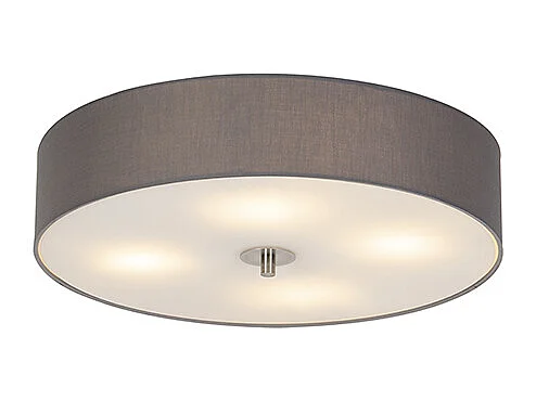 Plafonnier rond rustique gris 50 cm - Drum