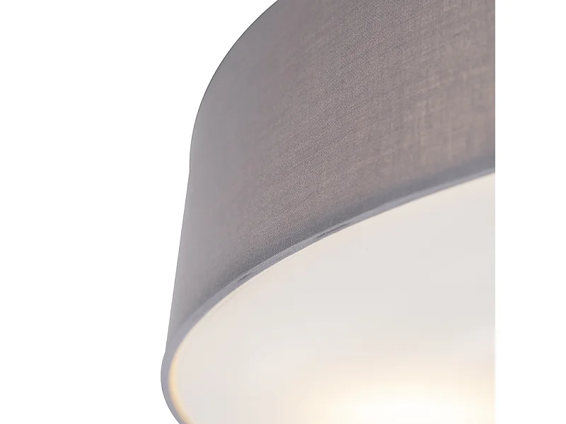 Plafonnier rond rustique gris 50 cm - Drum