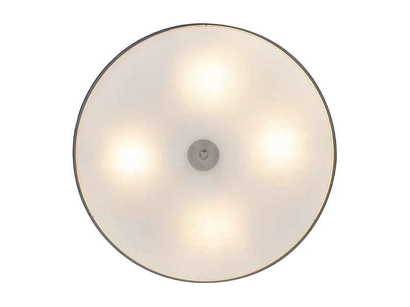 Plafonnier rond rustique gris 50 cm - Drum