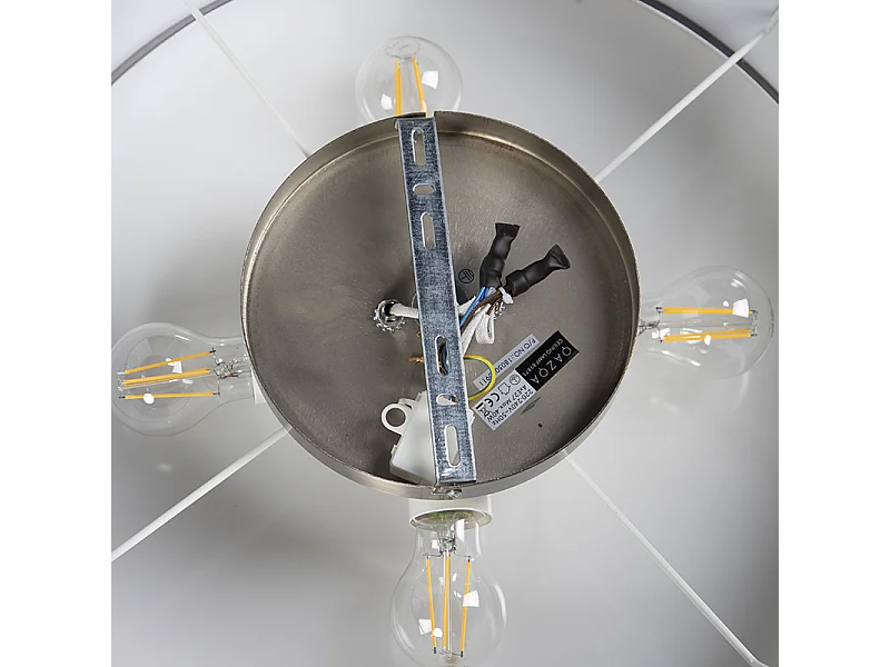 Plafonnier rond rustique gris 50 cm - Drum