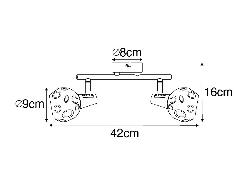 Plafonnier Art Déco noir avec verre fumé 2 lumières - Vidro