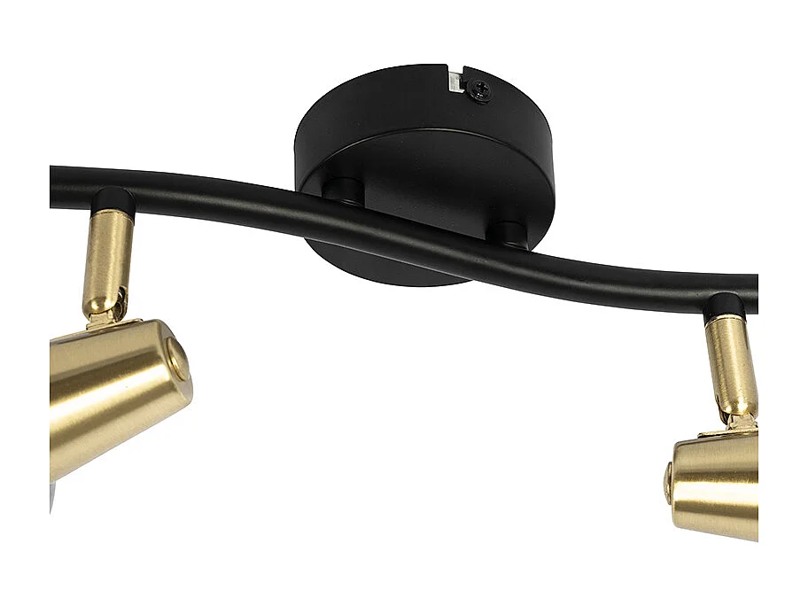 Plafonnier noir avec laiton et verre fumé 2 lumières - Vidro