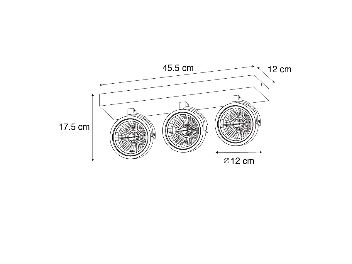 Spot design bronze foncé 3 lumières rotatif et inclinable - Go