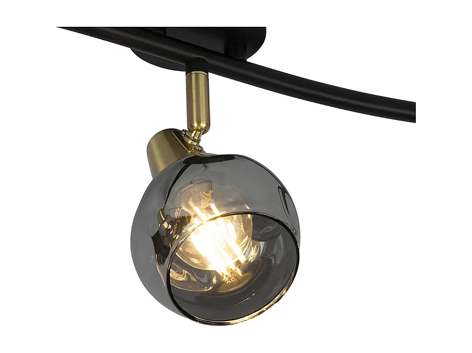 Plafonnier doré 45 cm avec verre fumé 3 lumières - Vidro