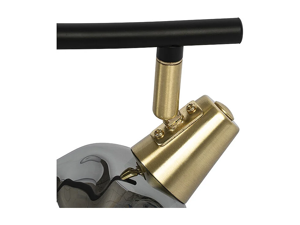 Plafonnier doré 45 cm avec verre fumé 3 lumières - Vidro