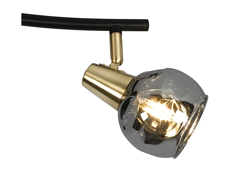 Plafonnier doré 56 cm avec verre fumé 3 lumières - Vidro