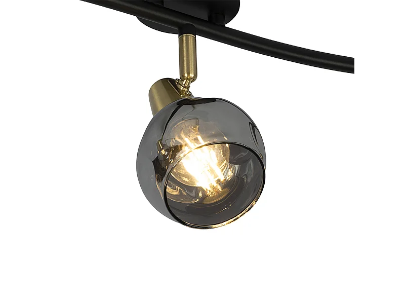 Plafonnier doré 56 cm avec verre fumé 3 lumières - Vidro