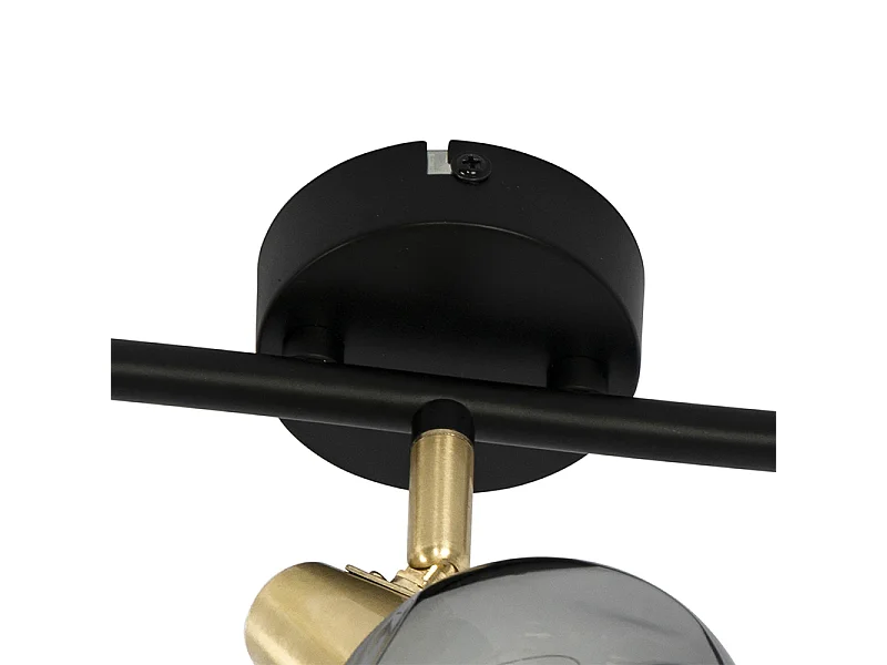 Plafonnier doré 56 cm avec verre fumé 3 lumières - Vidro