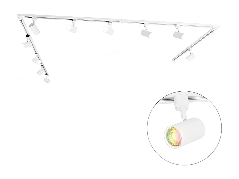 Système d'éclairage sur rail monophasé intelligent avec 10 spots blancs avec Wifi GU10 - Iconic Jeana