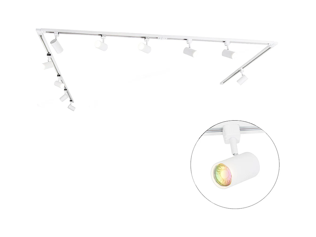 Système sur rail intelligent monophasé avec 10 spots blancs, incluant WiFi GU10 - Jeana