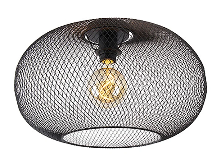 Plafonnier moderne noir 45 cm - Mesh Ball