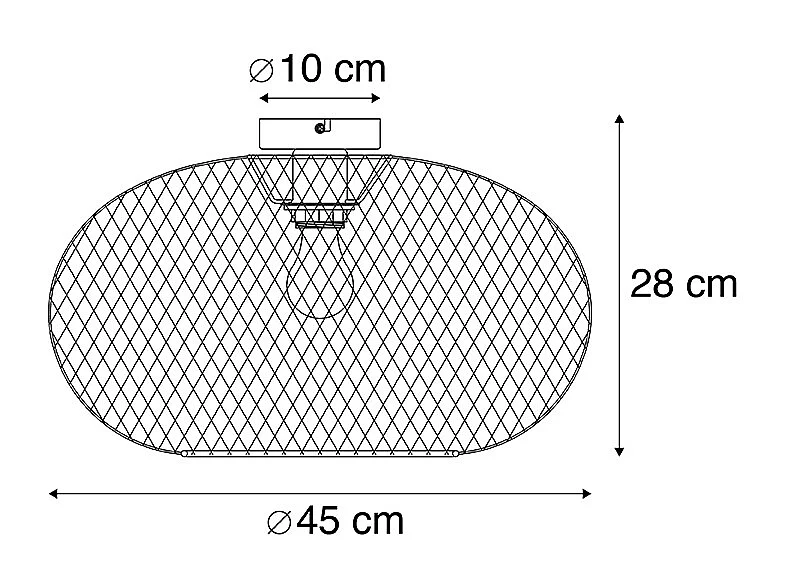 Plafonnier moderne noir 45 cm - Mesh Ball