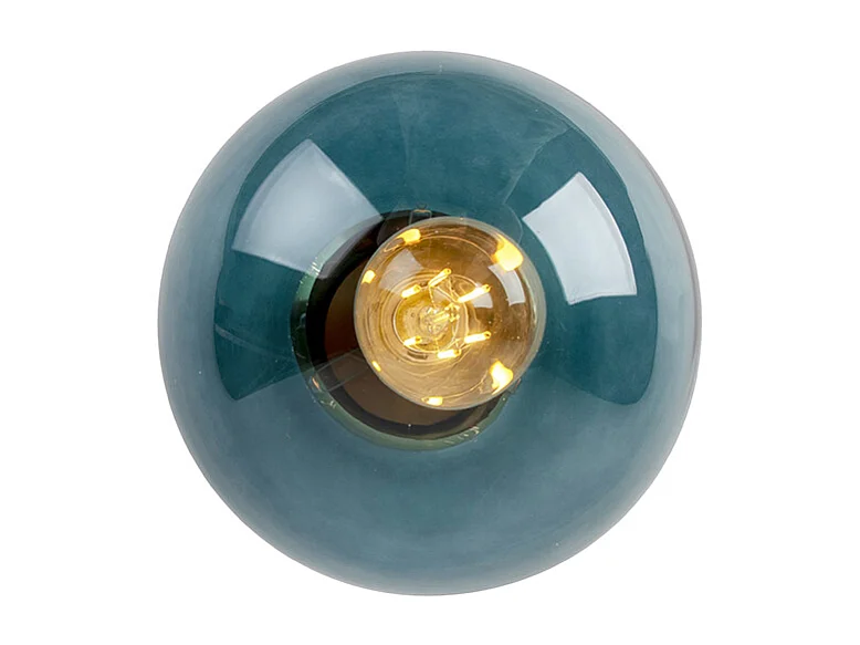 Plafonnier Art deco avec abat-jour en verre bleu profond - Pallon