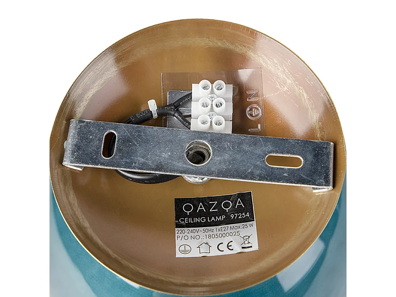 Plafonnier Art deco avec abat-jour en verre bleu profond - Pallon