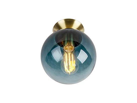 Plafonnier Art deco avec abat-jour en verre bleu profond - Pallon