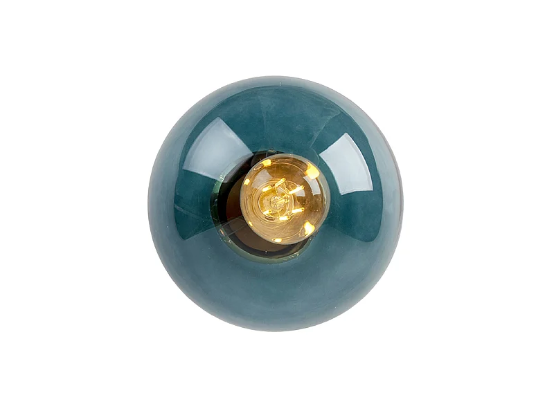 Plafonnier Art déco en laiton avec verre bleu océan - Pallon