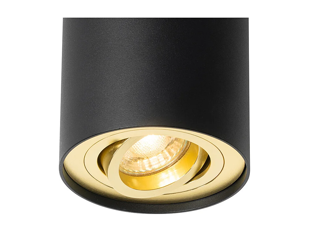 Spot de plafond noir avec or orientable et inclinable - Rondoo up